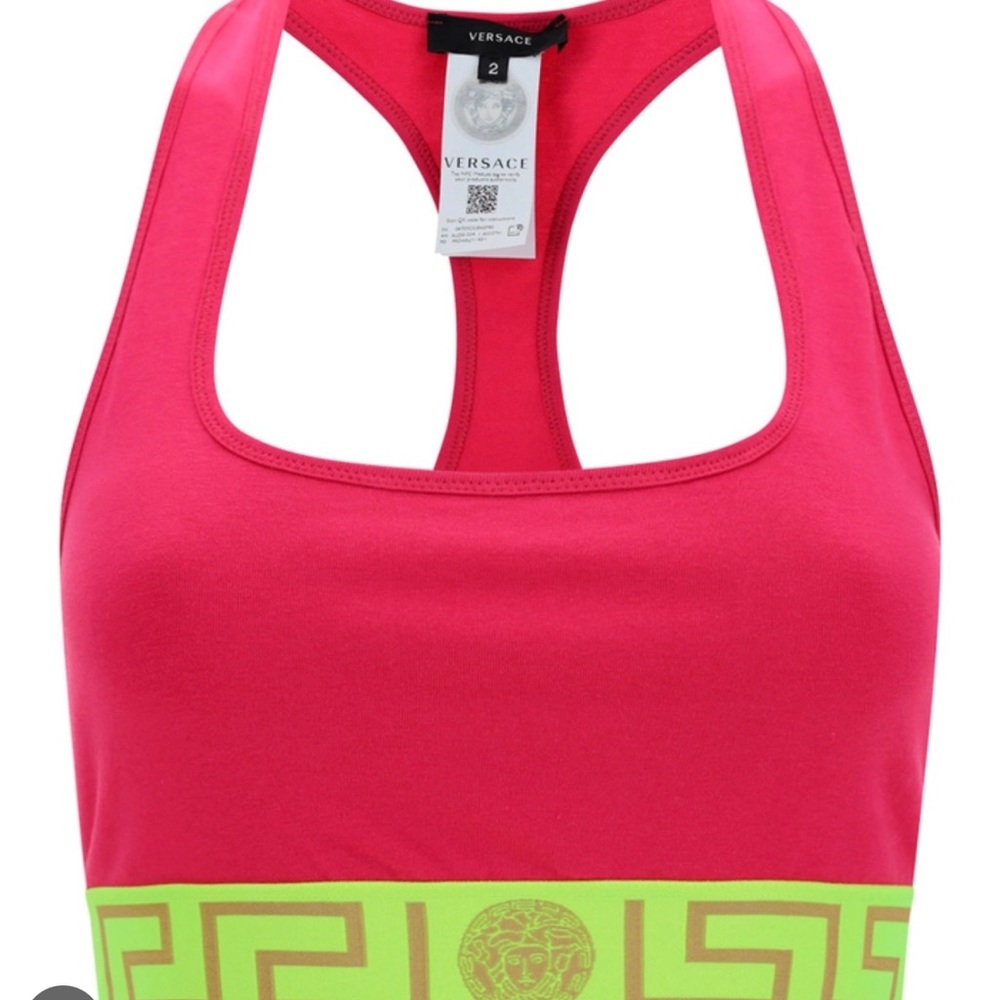 Versace Greca Crop Top Sport Bra Fucshia